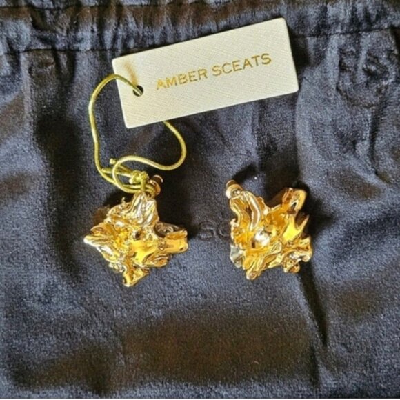 Amber Sceats Reese Earrings 24K Gold Plated Chunky Textured Stud Made in Italy - Picture 6 of 14